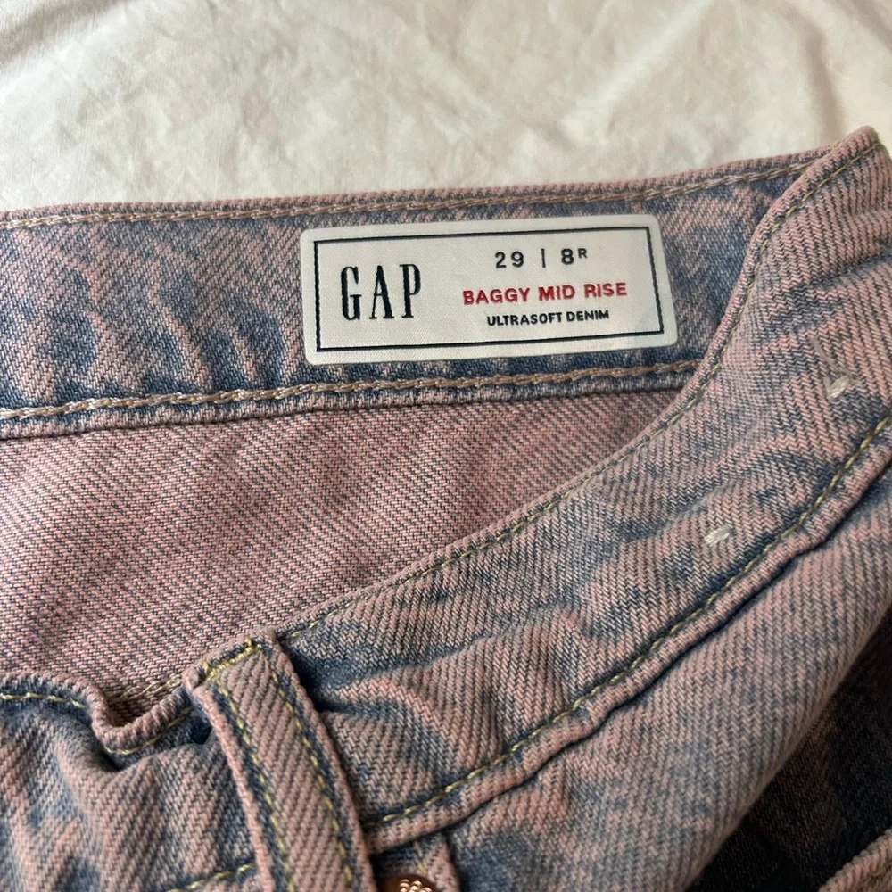NWT GAP Baggy Mid Rise Ultra Soft Denim Wide Leg Jeans Purple tint 29 8‎ R